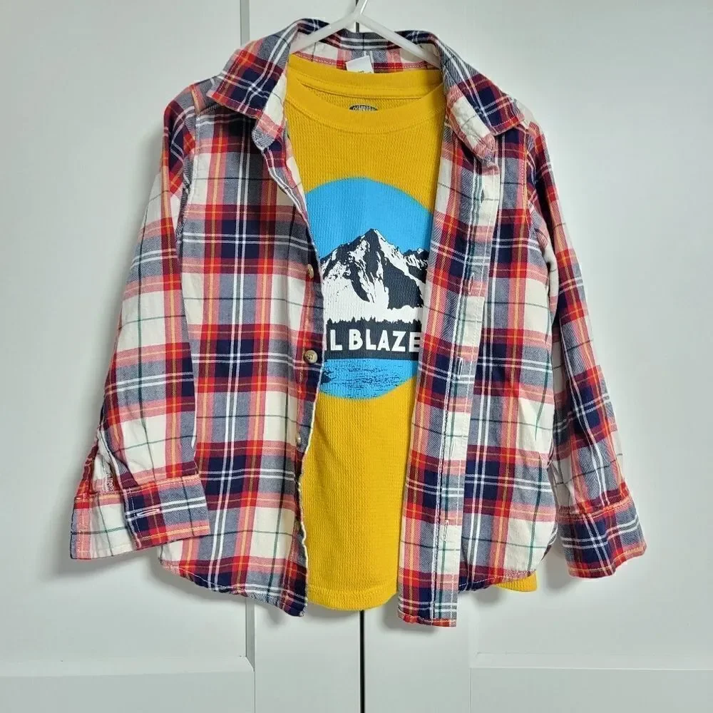 Old navy bundle thermal top and button down shirt 5T